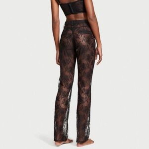 NWOT Victoria Secret Archives Rose Lace Pants Solid Black Floral Size XS